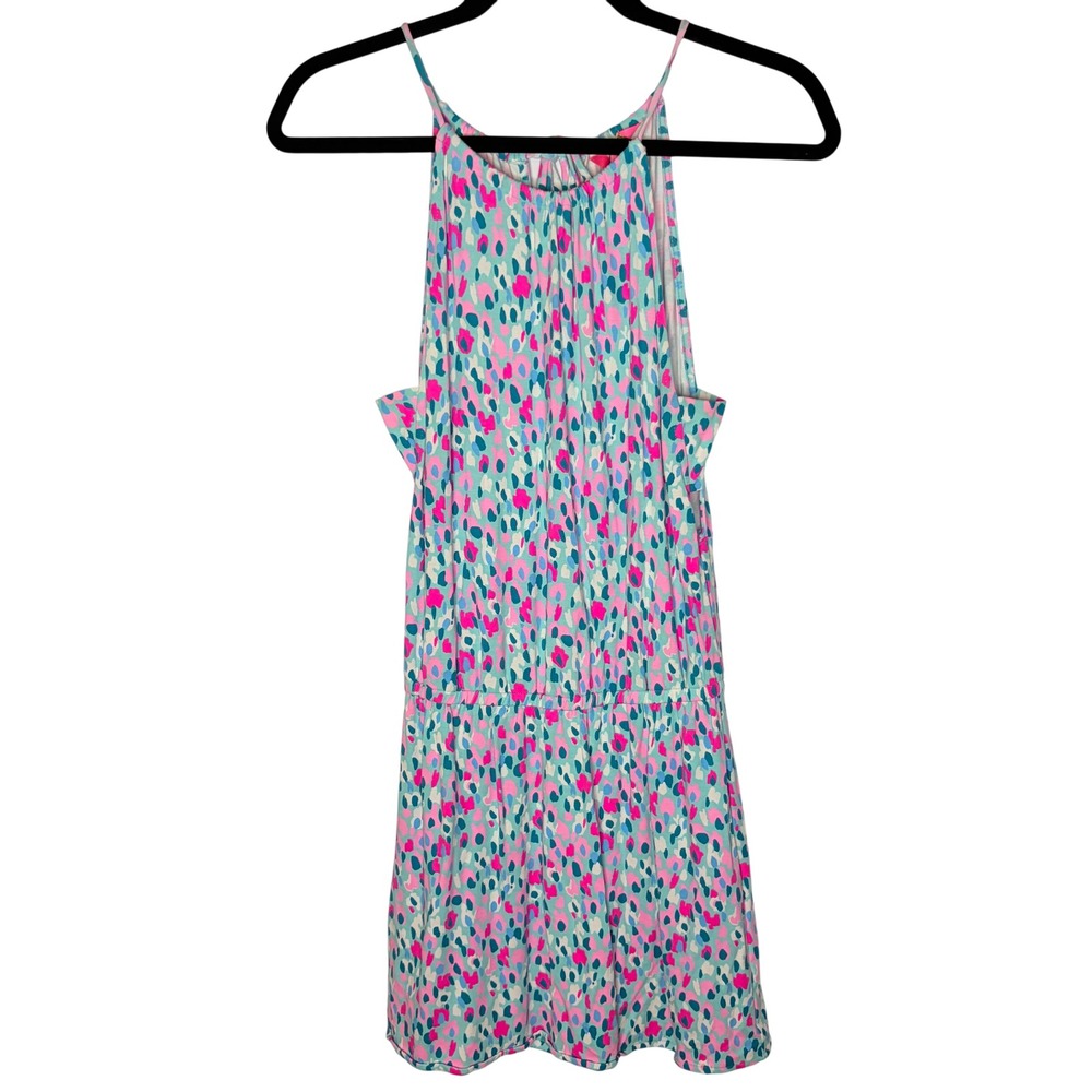 Lilly Pulitzer Dress Romper XXS Preppy MultiLeopard Halter Sleeveless Knit